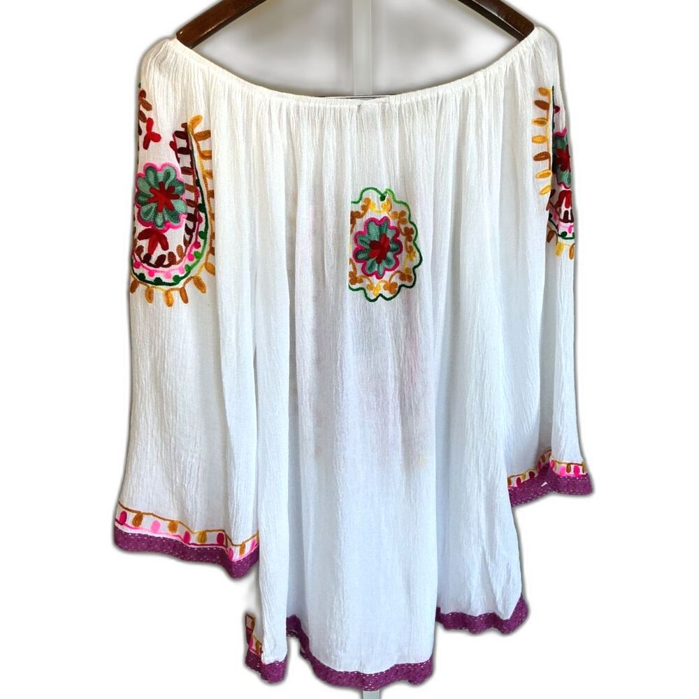 CUTE OPTION Embroided, Boho, Cottage Core Blouse XL - Picture 2 of 6